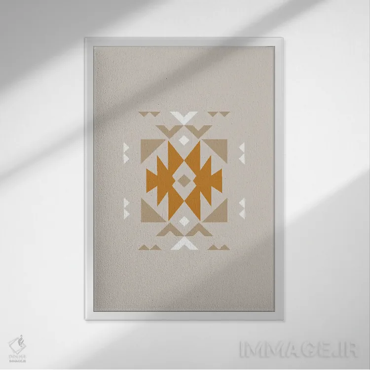 تابلو دکوراتیو طرح قبیله ای آزتک جنوب غربی اثر خارین هینز - نمای قابدار سفید