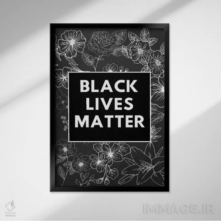 تابلو دکوراتیو زندگی سیاه پوستان مهم است اثر خارین هینز - نمای قابدار مشکی