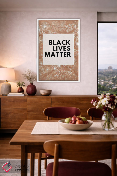 تابلو دکوراتیو زندگی سیاه پوستان مهم است - رنگ مرجانی اثر خارین هینز - D2W