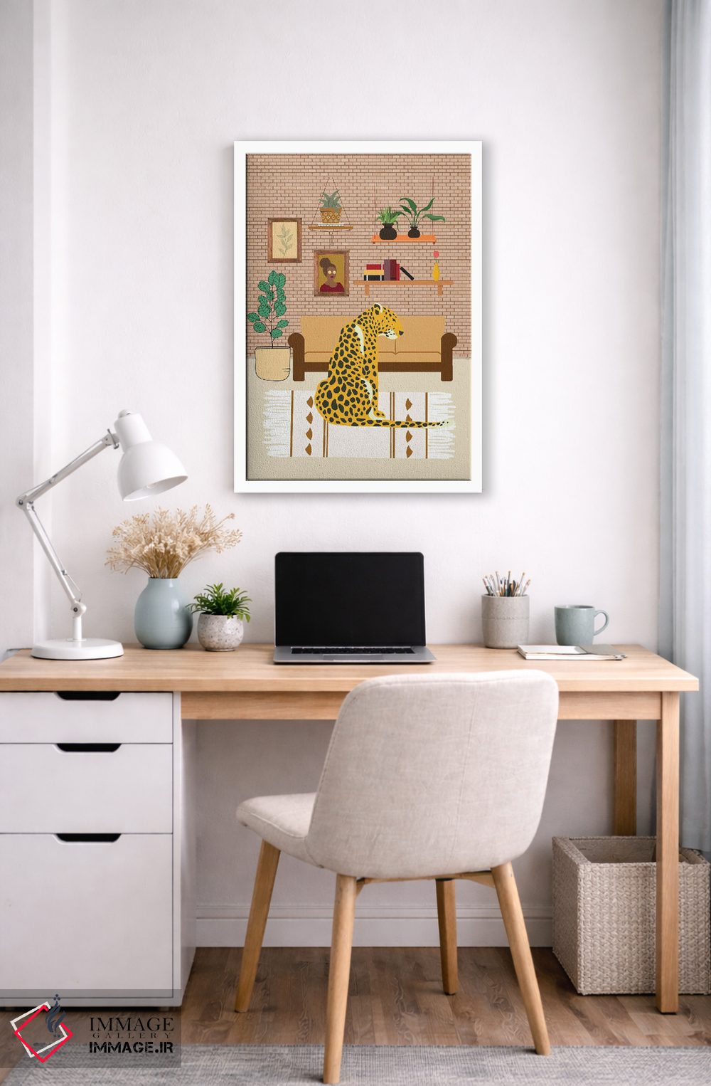 تابلو دکوراتیو دکوراسیون داخلی بوهیمیایی با پلنگ اثر خارین هینز - D5W