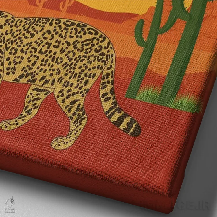 تابلو دکوراتیو یوزپلنگ در صحرای ساهارا اثر خارین هینز - نمای نزدیک بافت بوم