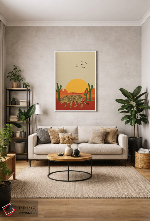 تابلو دکوراتیو یوزپلنگ در صحرای ساهارا اثر خارین هینز - D1W