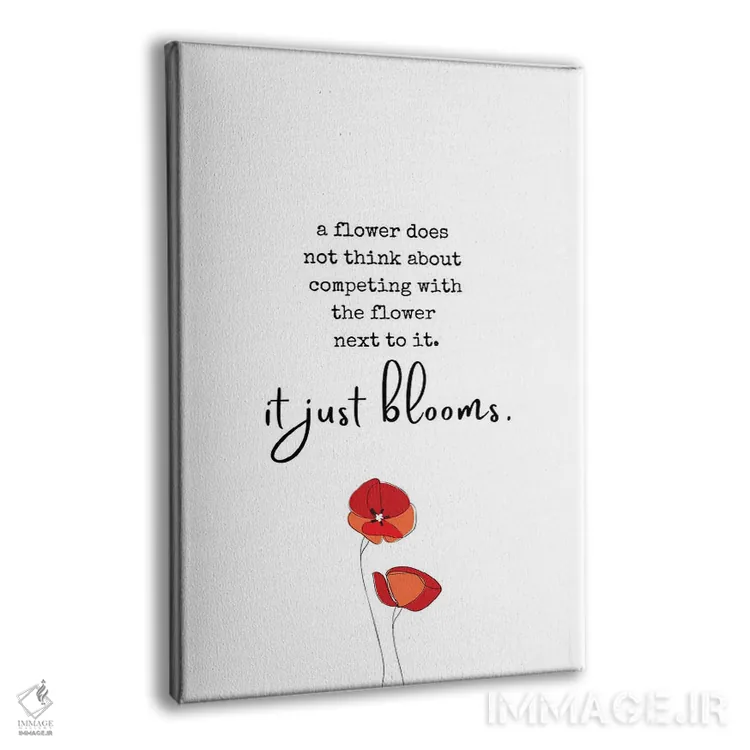 تابلو دکوراتیو نقل قول انگیزشی با گل شقایق اثر خارین هینز - نمای پرسپکتیو محصول