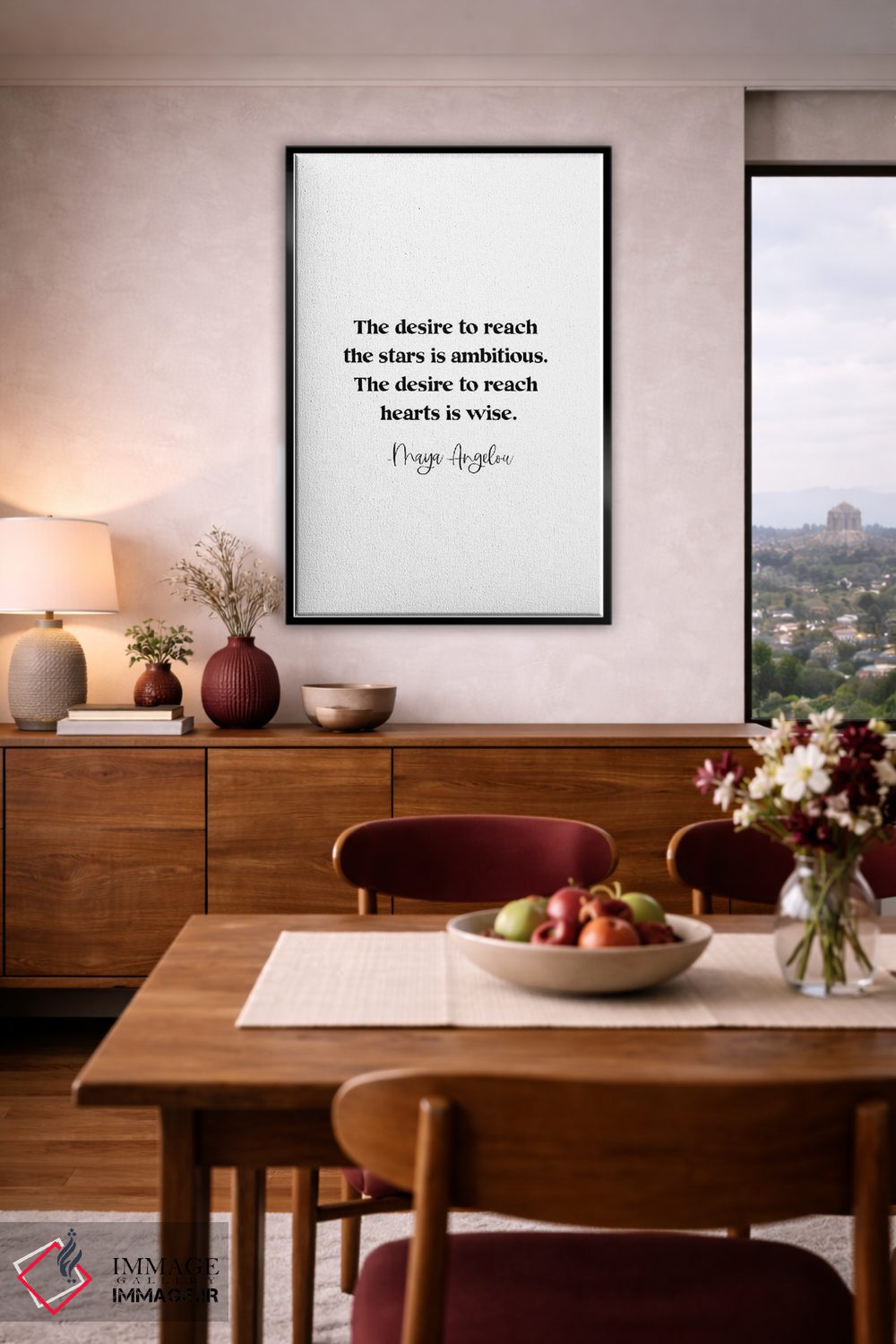 تابلو دکوراتیو نقل قول مایا آنجلو: "آرزو برای رسیدن به ستارگان جاه طلبانه ا… اثر خارین هینز - D5B