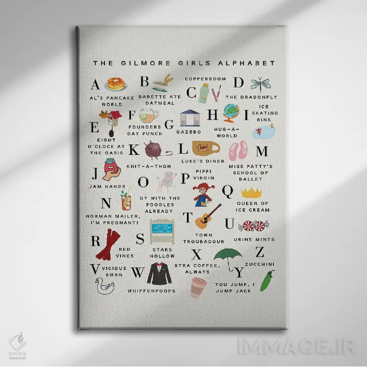 تابلو دکوراتیو الفبای سریال دختران گیلمور اثر خارین هینز - نمای روبهرو روی دیوار