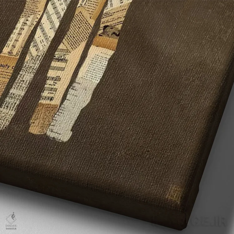 تابلو دکوراتیو پیاده روی زیر باران اثر کلسی هوchstatter - نمای نزدیک بافت بوم