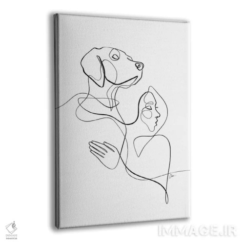 تابلو مینیمال ارج نهادن به پیوند شماره ۵ / سگ و زن اثر باور کی - نمای پرسپکتیو محصول