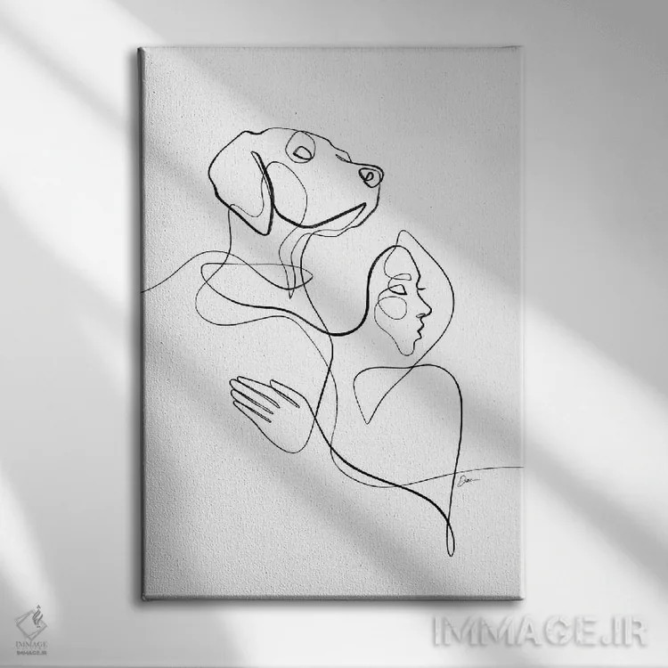 تابلو مینیمال ارج نهادن به پیوند شماره ۵ / سگ و زن اثر باور کی - نمای روبهرو روی دیوار