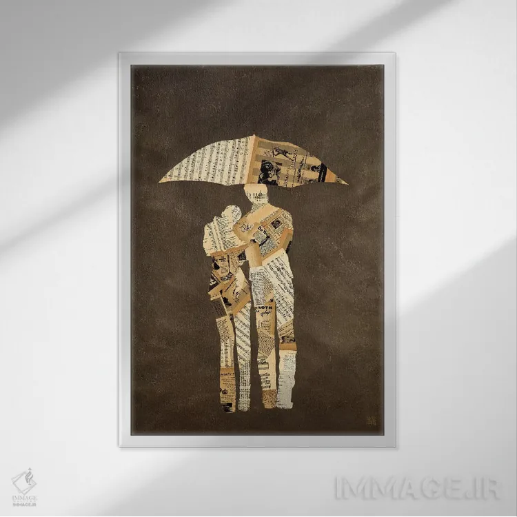 تابلو دکوراتیو پیاده روی زیر باران اثر کلسی هوchstatter - نمای قابدار سفید