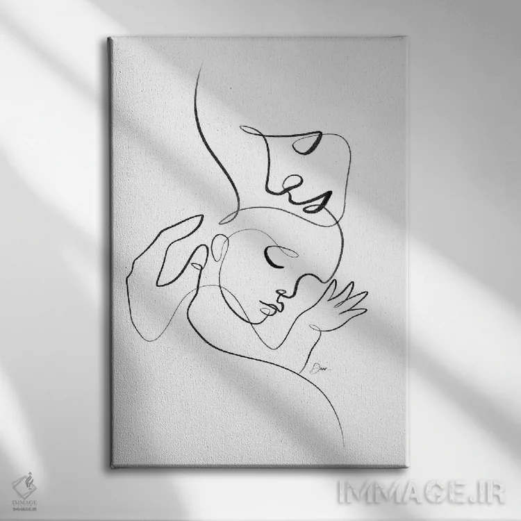 تابلو مینیمال طراحی یک خطی نوزاد در اتاق کودک اثر باور کی - نمای روبهرو روی دیوار