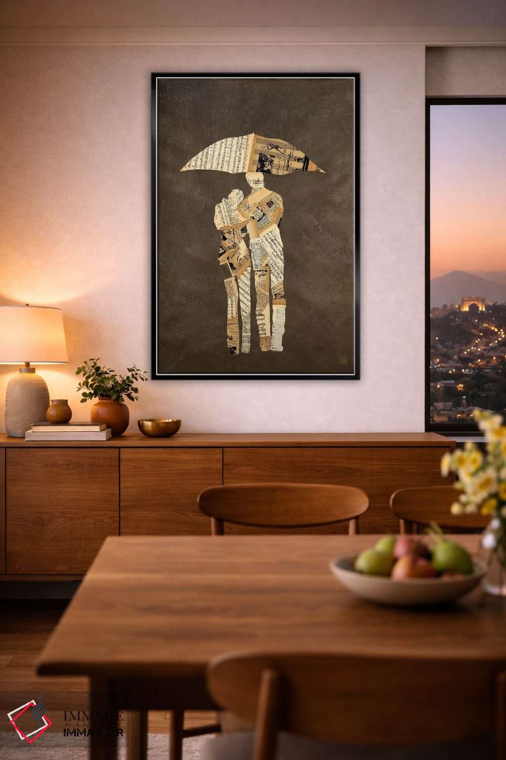 تابلو دکوراتیو پیاده روی زیر باران اثر کلسی هوchstatter - D1B