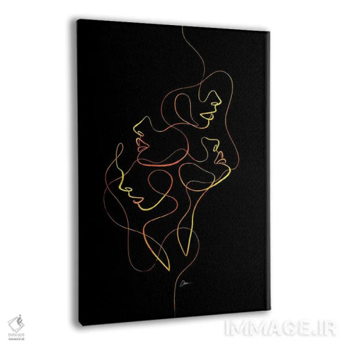 تابلو مینیمال چهره های زنانه با یک خط اثر باور کی - نمای پرسپکتیو محصول