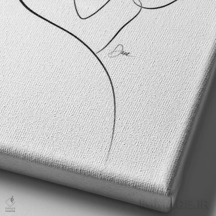 تابلو مینیمال طراحی یک خطی نوزاد در اتاق کودک اثر باور کی - نمای نزدیک بافت بوم