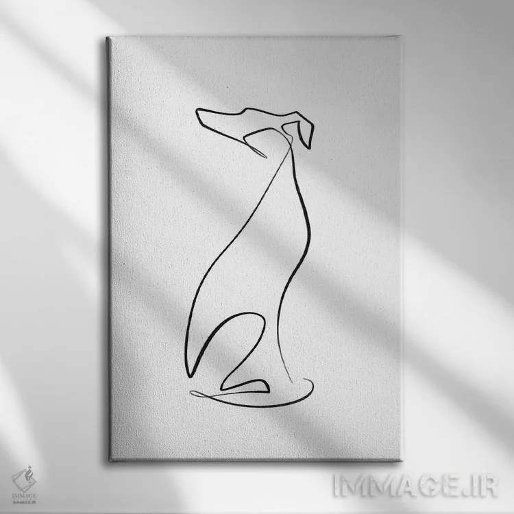 تابلو مینیمال سگ گریهاند اثر باور کی - نمای روبهرو روی دیوار