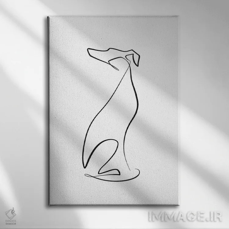 تابلو مینیمال سگ گریهاند اثر باور کی - نمای روبهرو روی دیوار