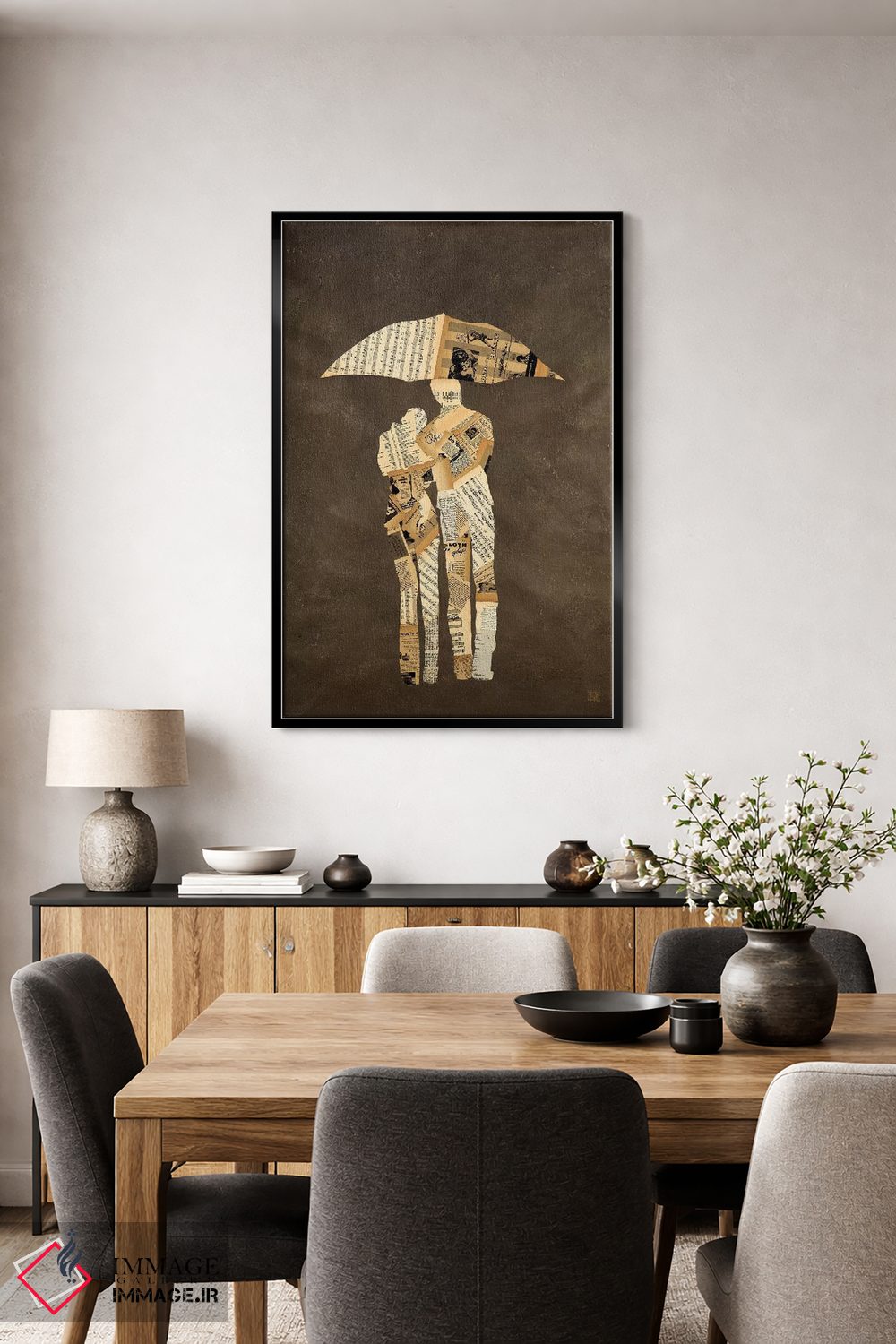 تابلو دکوراتیو پیاده روی زیر باران اثر کلسی هوchstatter - D5B