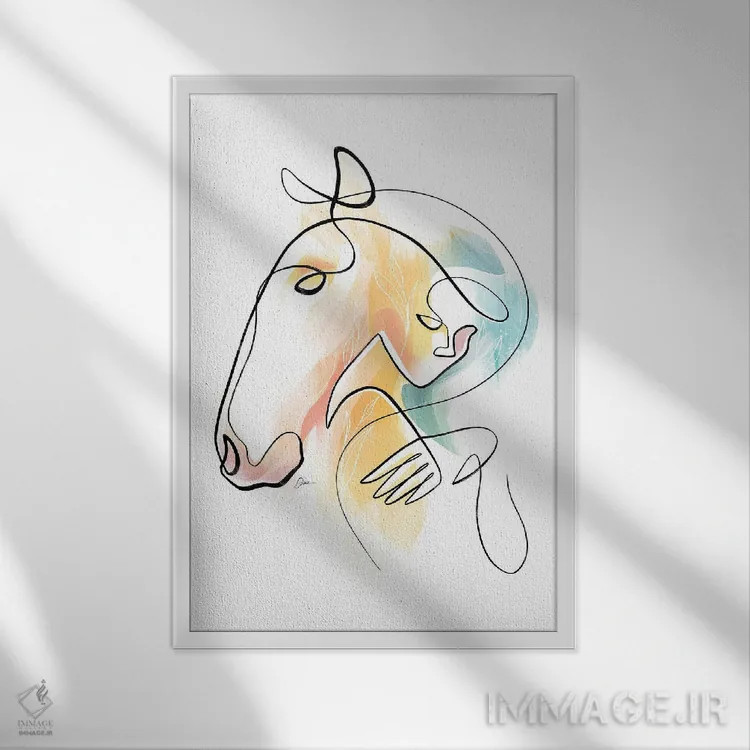 تابلو مینیمال اسب شماره ۱۵ / هنر اسب اثر باور کی - نمای قابدار سفید