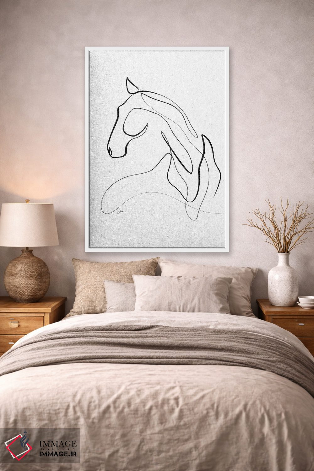 تابلو مینیمال اسب شماره ۱۳ / اسب با یک خط اثر باور کی - D1W