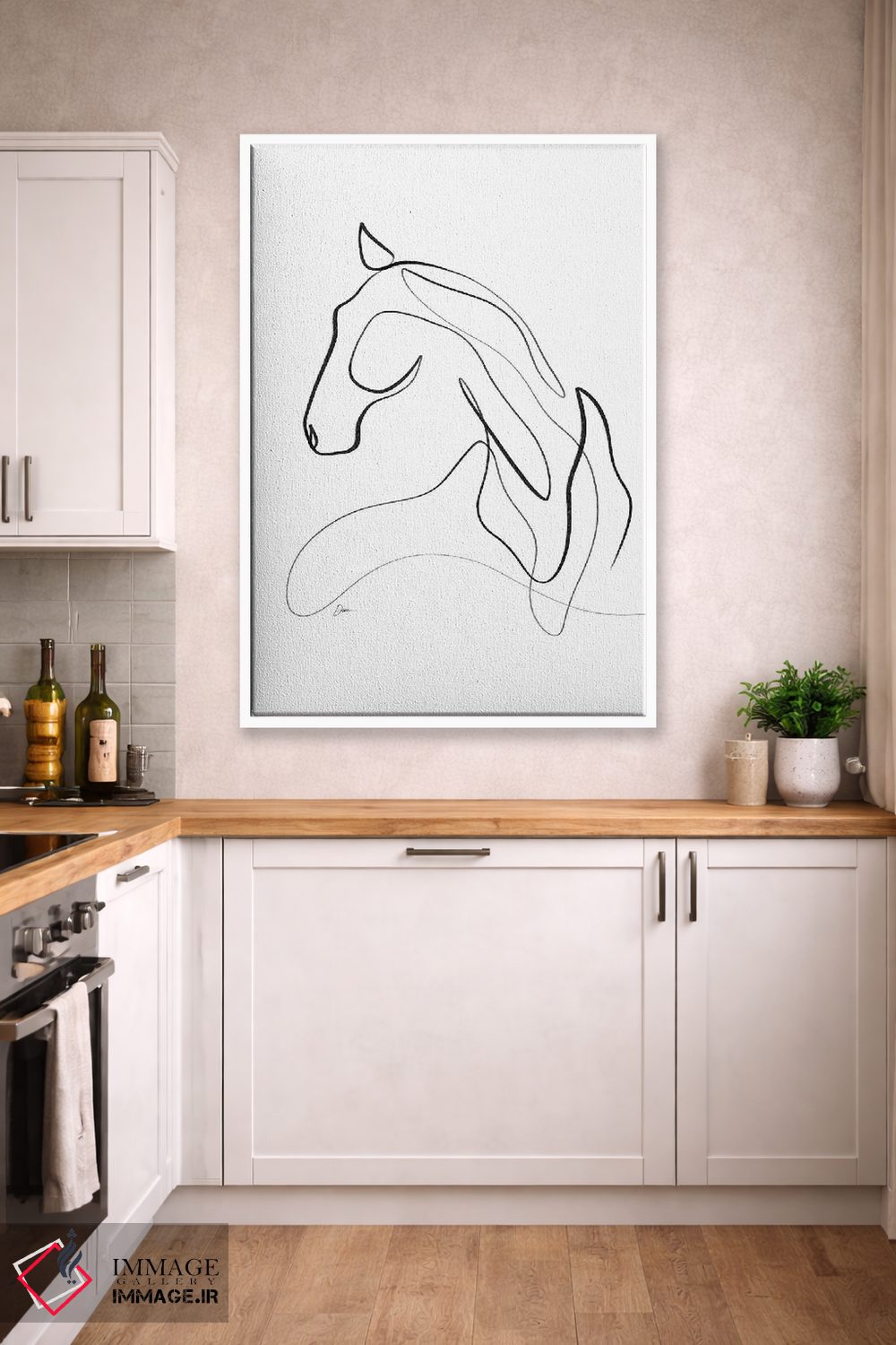 تابلو مینیمال اسب شماره ۱۳ / اسب با یک خط اثر باور کی - D3W