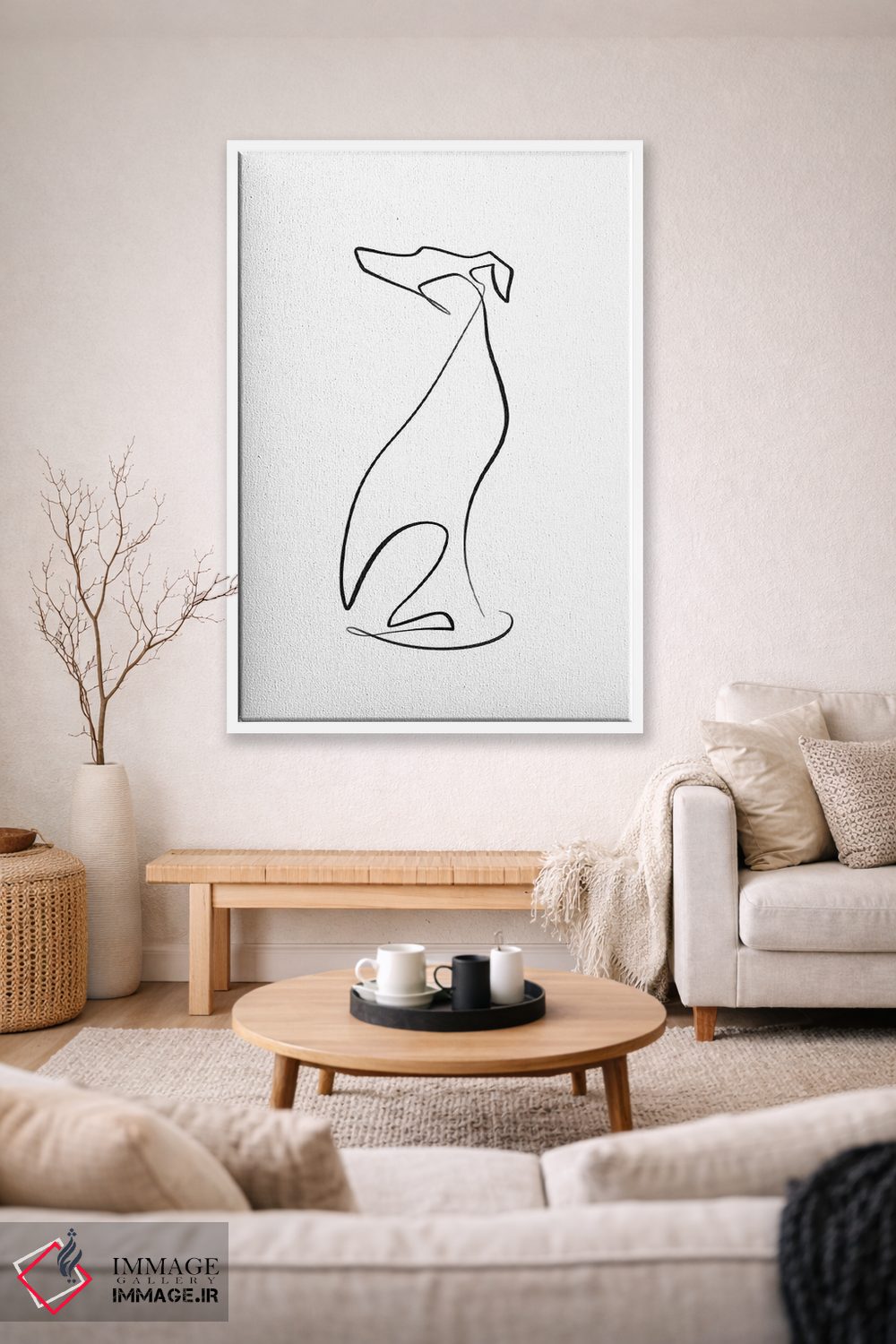 تابلو مینیمال سگ گریهاند اثر باور کی - D1W