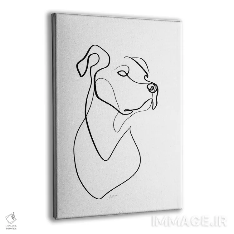 تابلو مینیمال پیتبول با یک خط اثر باور کی - نمای پرسپکتیو محصول