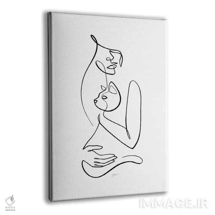 تابلو مینیمال بانوی گربه شماره ۱ اثر باور کی - نمای پرسپکتیو محصول