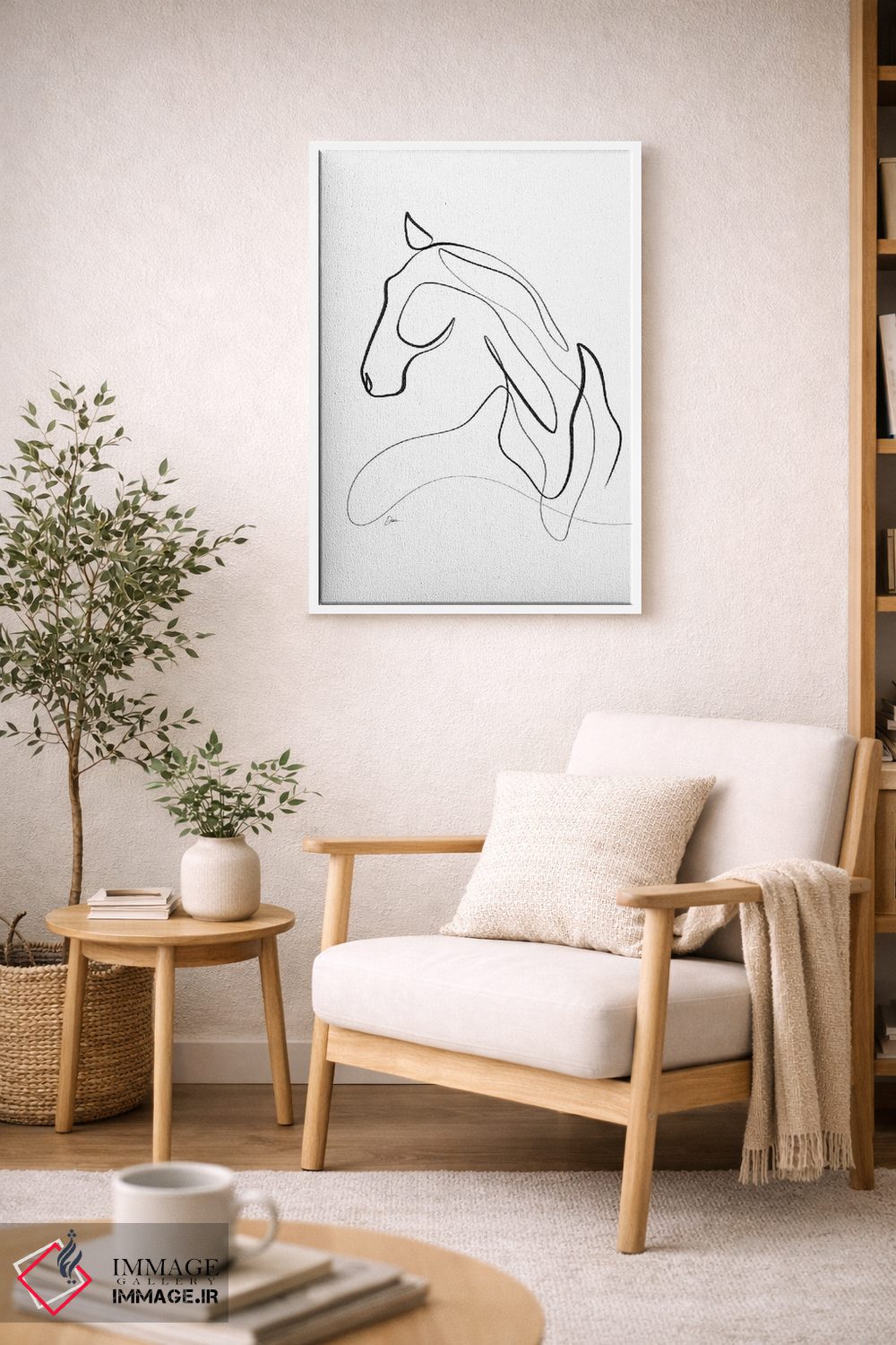 تابلو مینیمال اسب شماره ۱۳ / اسب با یک خط اثر باور کی - D5W