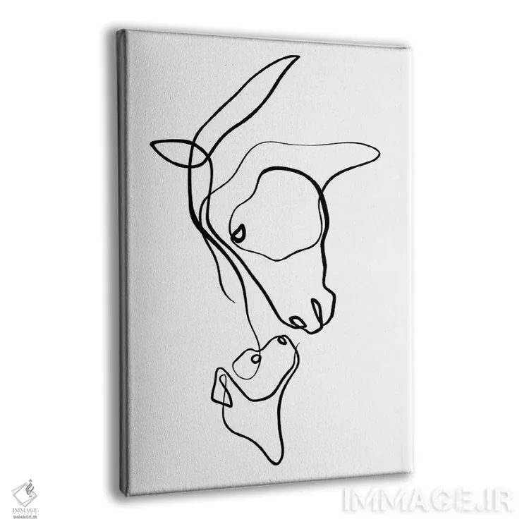 تابلو مینیمال اسب و سگ اثر باور کی - نمای پرسپکتیو محصول