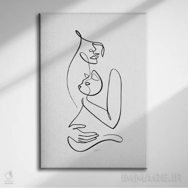 تابلو مینیمال بانوی گربه شماره ۱ اثر باور کی - نمای روبهرو روی دیوار