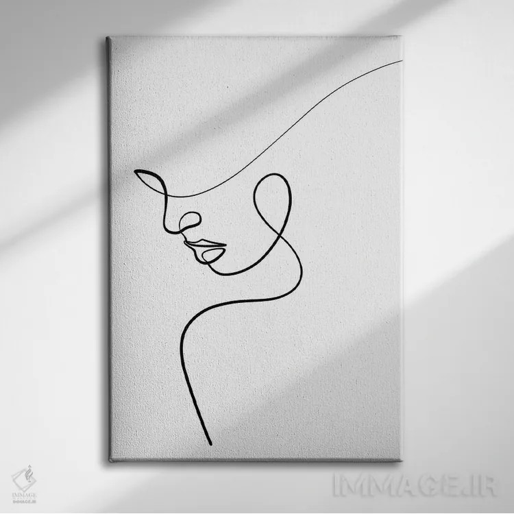 تابلو مینیمال زن با یک خط اثر باور کی - نمای روبهرو روی دیوار