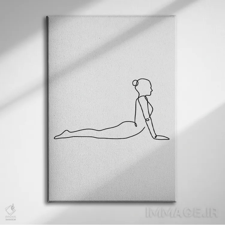 تابلو مینیمال ژست کبری یوگا اثر باور کی - نمای روبهرو روی دیوار
