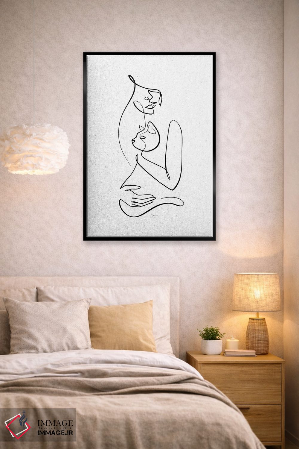 تابلو مینیمال بانوی گربه شماره ۱ اثر باور کی - D3B