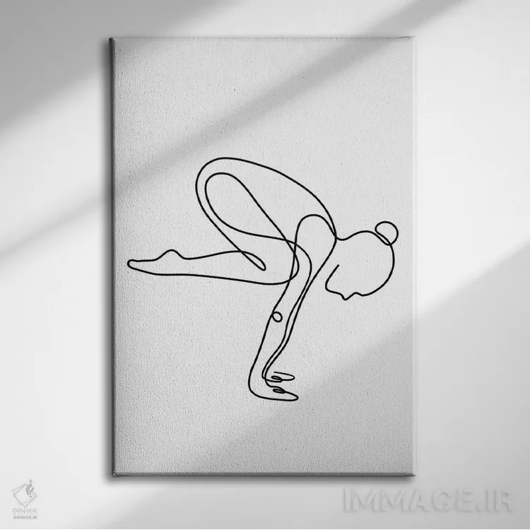 تابلو مینیمال ژست درنا یوگا اثر باور کی - نمای روبهرو روی دیوار