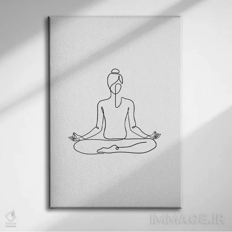 تابلو مینیمال ژست ناماسته یوگا اثر باور کی - نمای روبهرو روی دیوار