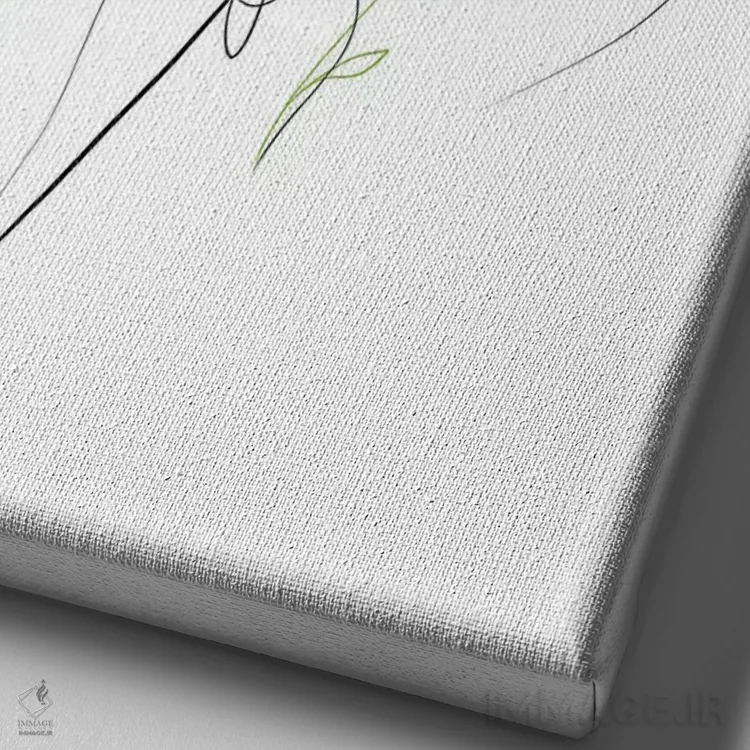 تابلو مینیمال زن با سر گل اثر باور کی - نمای نزدیک بافت بوم