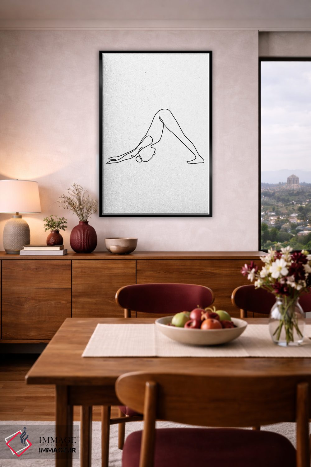 تابلو مینیمال ژست سگ سرپایین یوگا اثر باور کی - D5B