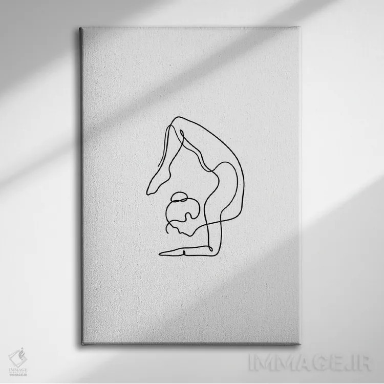 تابلو مینیمال ژست عقرب یوگا اثر باور کی - نمای روبهرو روی دیوار