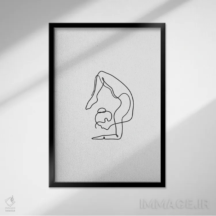 تابلو مینیمال ژست عقرب یوگا اثر باور کی - نمای قابدار مشکی