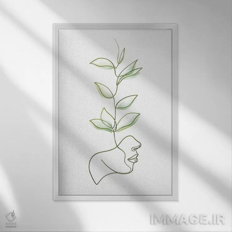 تابلو مینیمال یکی با طبیعت وحشی اثر باور کی - نمای قابدار سفید