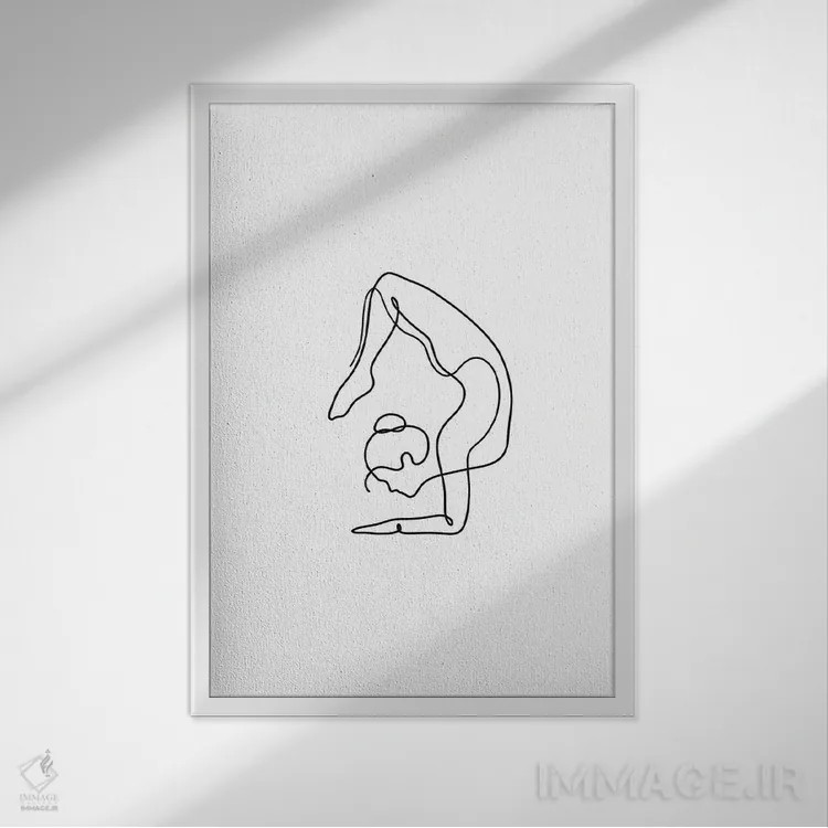 تابلو مینیمال ژست عقرب یوگا اثر باور کی - نمای قابدار سفید