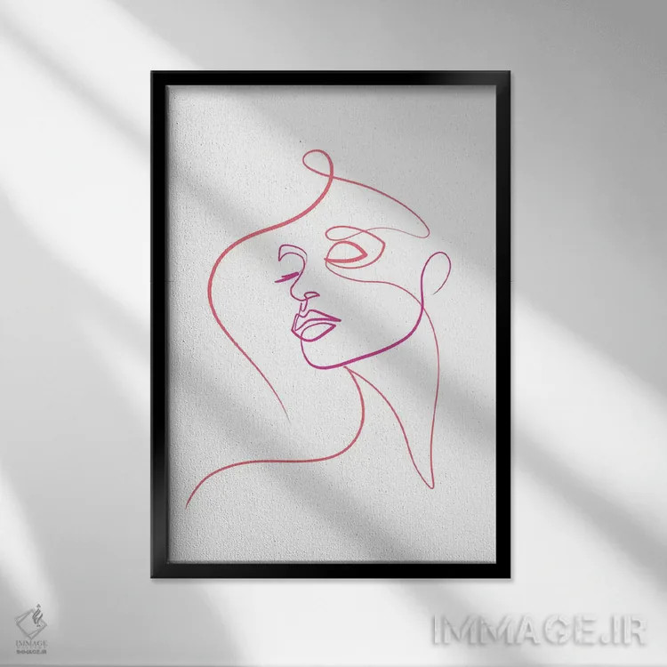 تابلو مینیمال چهره زنانه I اثر باور کی - نمای قابدار مشکی