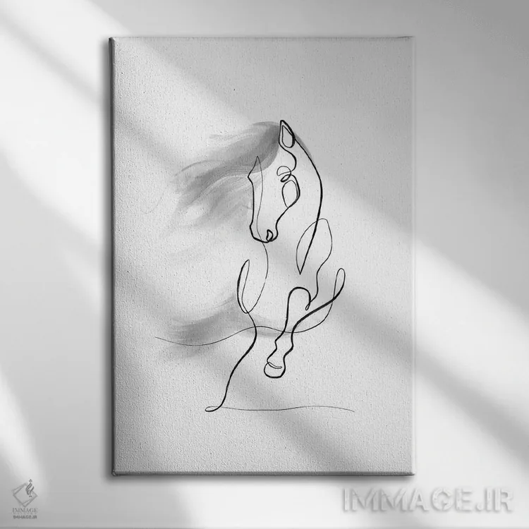 تابلو مینیمال پرتره اسب شماره ۹ اثر باور کی - نمای روبهرو روی دیوار