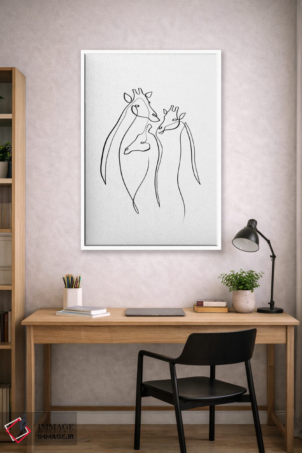 تابلو مینیمال سه تایی زرافه اثر باور کی - D1W