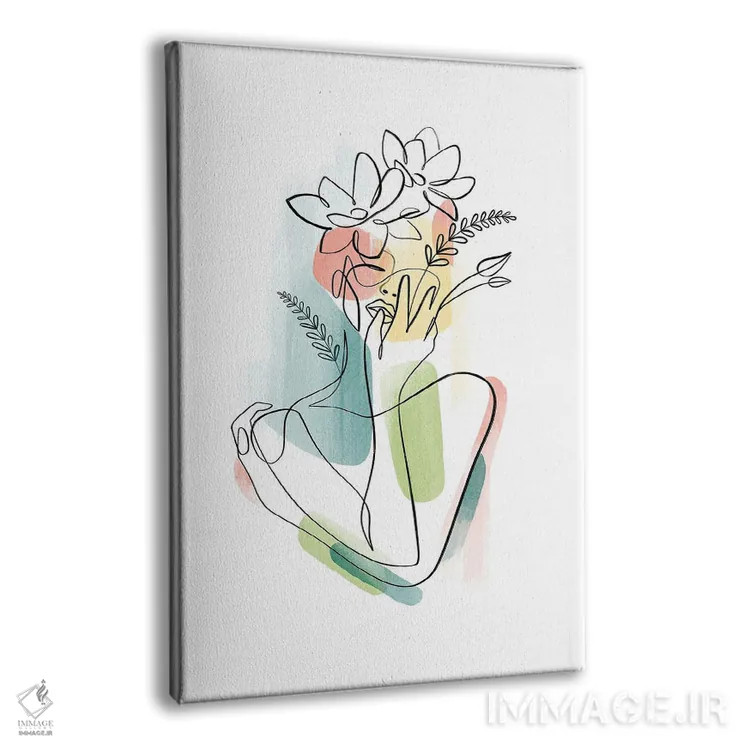 تابلو مینیمال زن با سر گل شماره ۲ اثر باور کی - نمای پرسپکتیو محصول