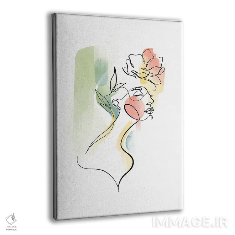 تابلو مینیمال زن با سر گل شماره ۳ اثر باور کی - نمای پرسپکتیو محصول