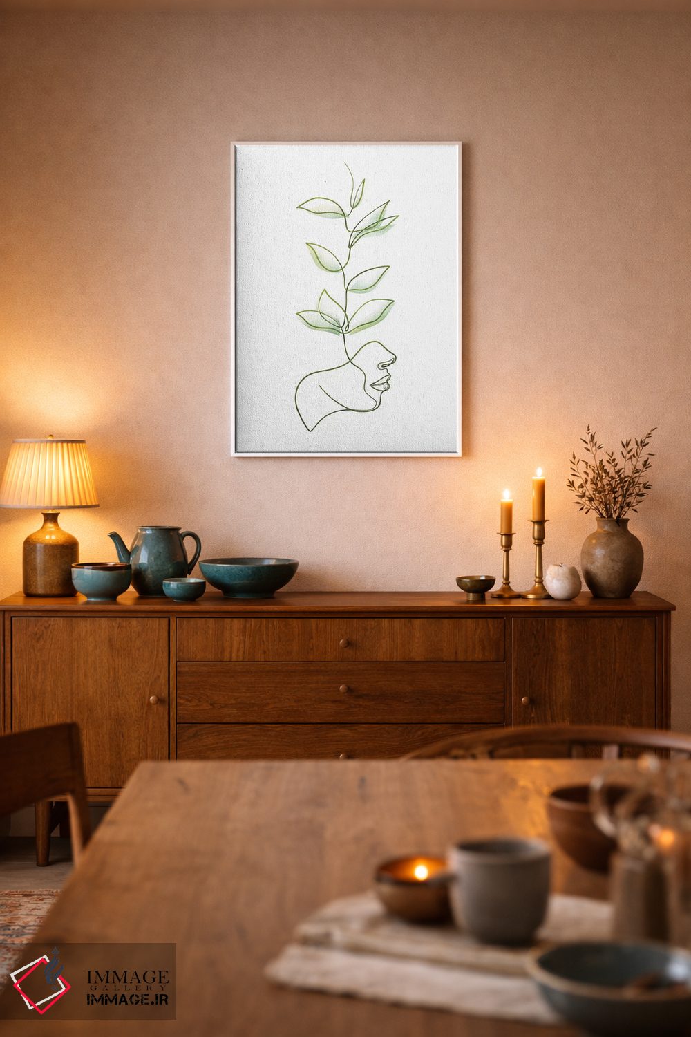 تابلو مینیمال یکی با طبیعت وحشی اثر باور کی - D5W