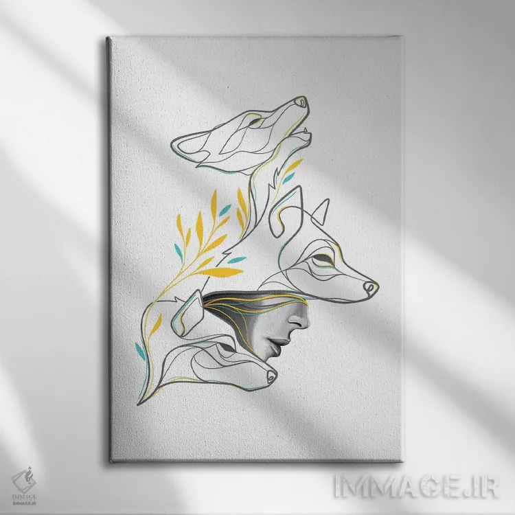 تابلو مینیمال گله گرگ ها اثر باور کی - نمای روبهرو روی دیوار