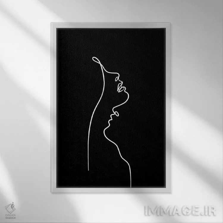 تابلو مینیمال لب هایی شبیه قطب نما اثر باور کی - نمای قابدار سفید