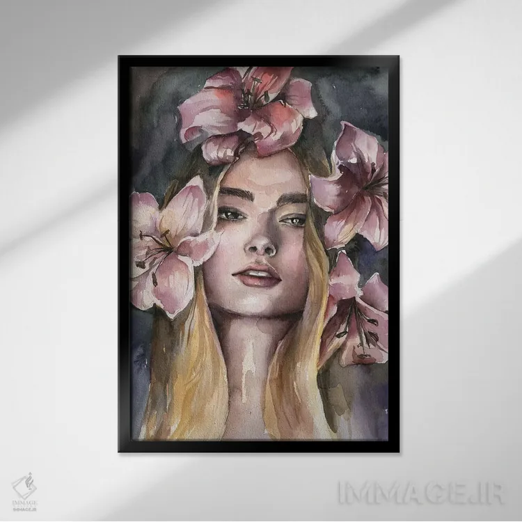 تابلو دکوراتیو دختر لیلی اثر کایرا بالان - نمای قابدار مشکی