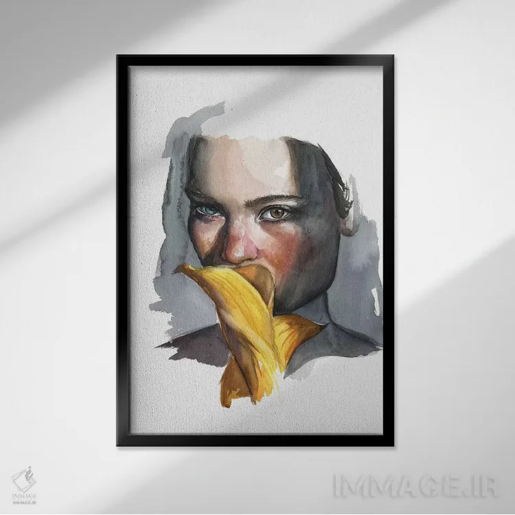 تابلو دکوراتیو لیلی زرد اثر کایرا بالان - نمای قابدار مشکی